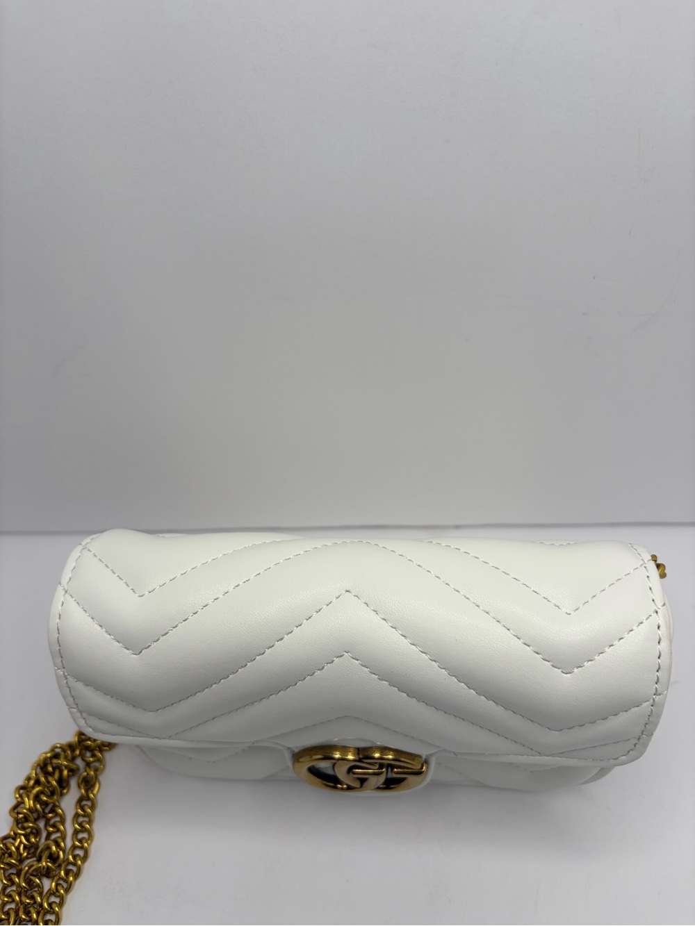 Gucci White Quilted Mini Crossbody with Gold Double G - Picture 6 of 10